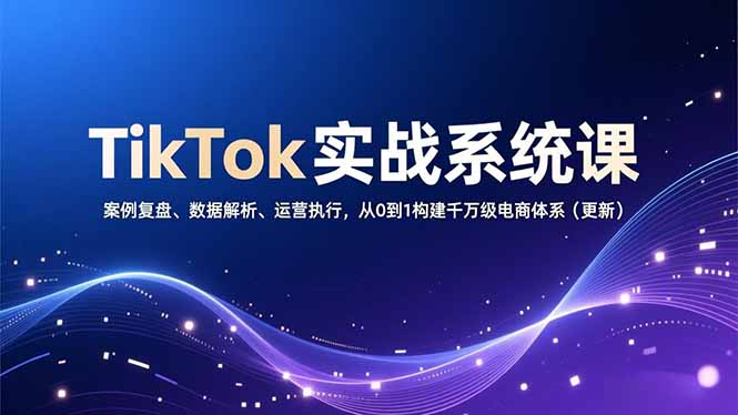 TikTok实战系统课，案例复盘、数据解析、运营执行，从0到1构建千万级电商体系(更新-独家科技资源网