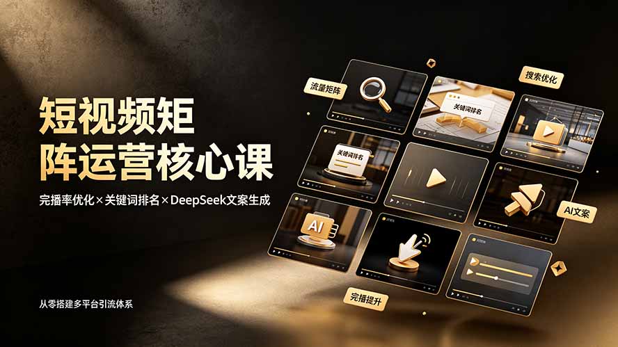短视频矩阵运营核心课：完播率优化×关键词排名×DeepSeek文案生成，从零搭建多平台引流体系-独家科技资源网