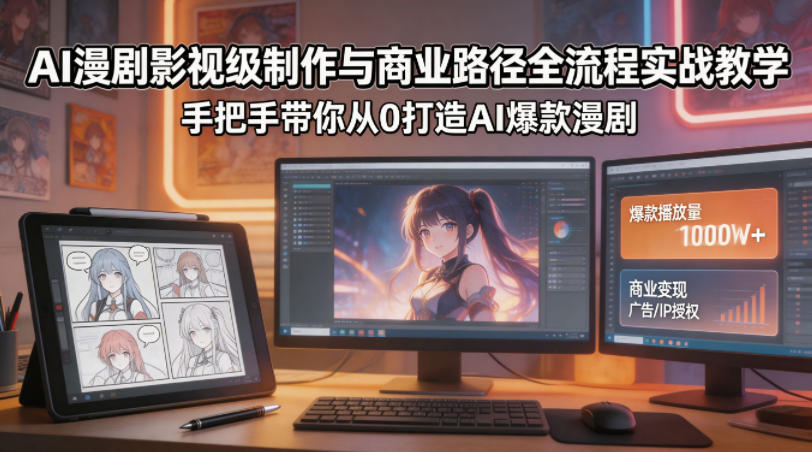 AI漫剧影视级制作与商业路径全流程实战教学，手带你从0打造AI爆款漫剧-独家科技资源网