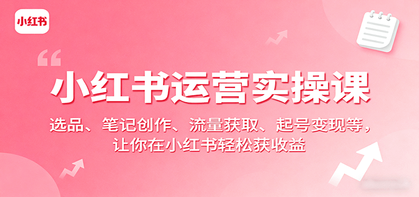 小红书运营实操课：选品、笔记创作、流量获取、起号变现等，让你在小红书轻松获收益-独家科技资源网