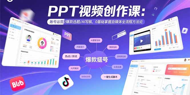 PPT视频创作课：账号运营/爆款选题/AI写稿，0基础掌握自媒体全流程方法论-独家科技资源网