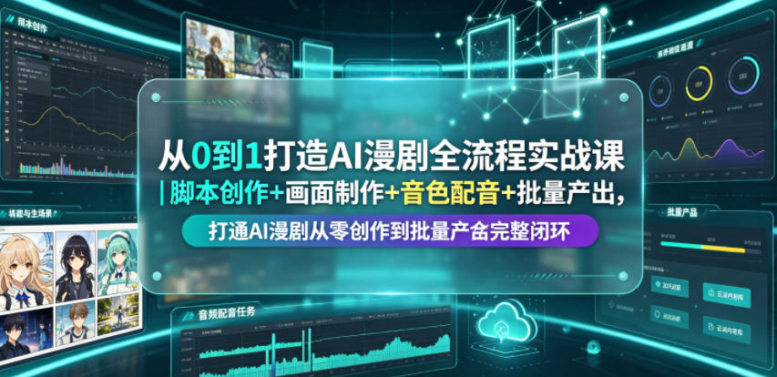从0到1打造AI漫剧全流程实战课｜脚本创作+画面制作+音色配音+批量产出，打通AI漫剧从零创作到批量量产完整闭环-独家科技资源网