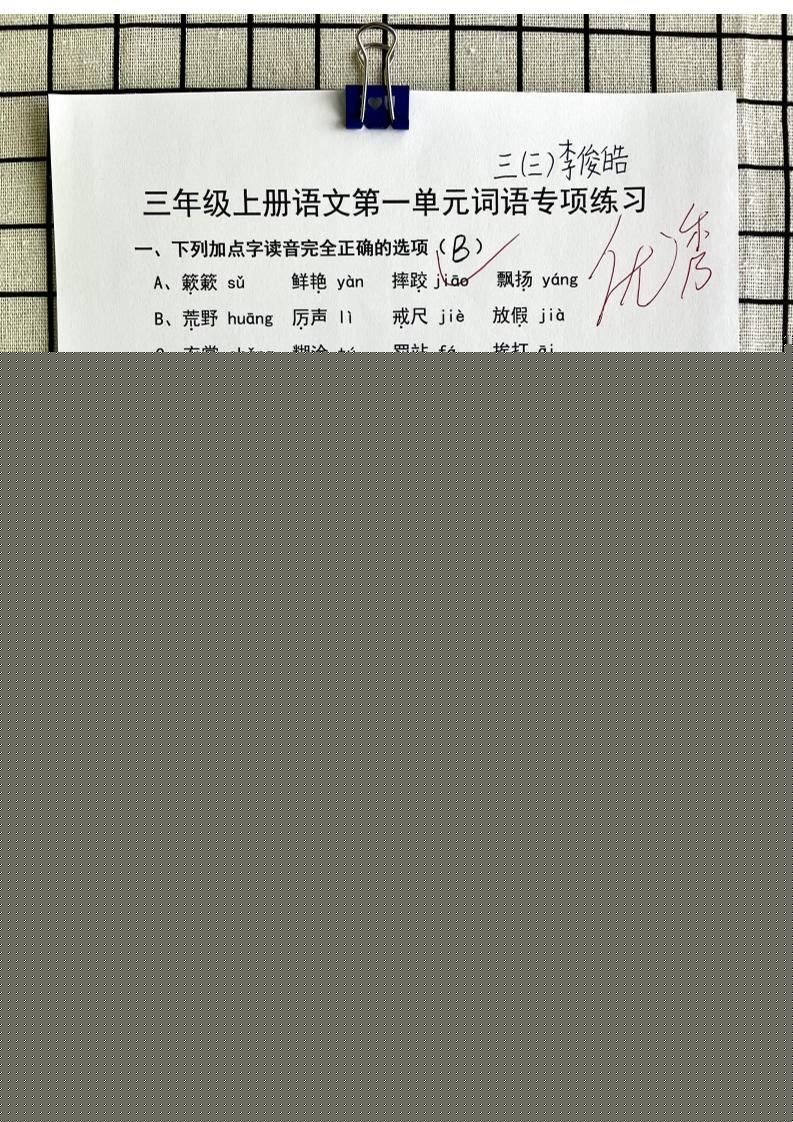 三年级上册语文第一单元词语专项答案-独家科技资源网