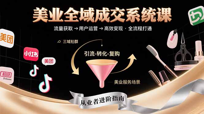 美业全域成交系统课程：帮助美业从业者打通从流量获取到高效变现全流程-独家科技资源网
