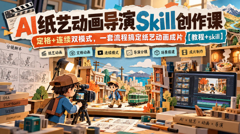 AI纸艺动画导演Skill创作课｜定格+连续双模式，一套流程搞定纸艺动画成片【教程+skill】-独家科技资源网