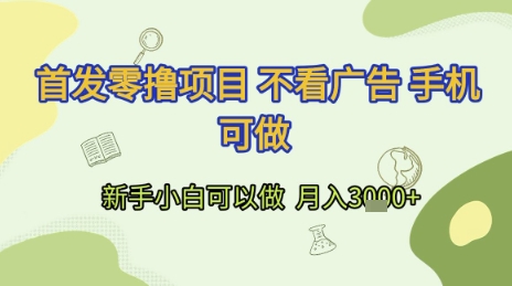 首发零撸项目 不看广告 手机可做 新手小白可以做  月入3k+【揭秘】-独家科技资源网
