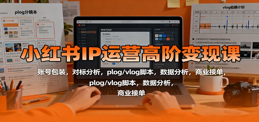小红书IP运营高阶变现课:账号包装,对标分析,plog/vlog脚本,数据分析,商业接单-独家科技资源网