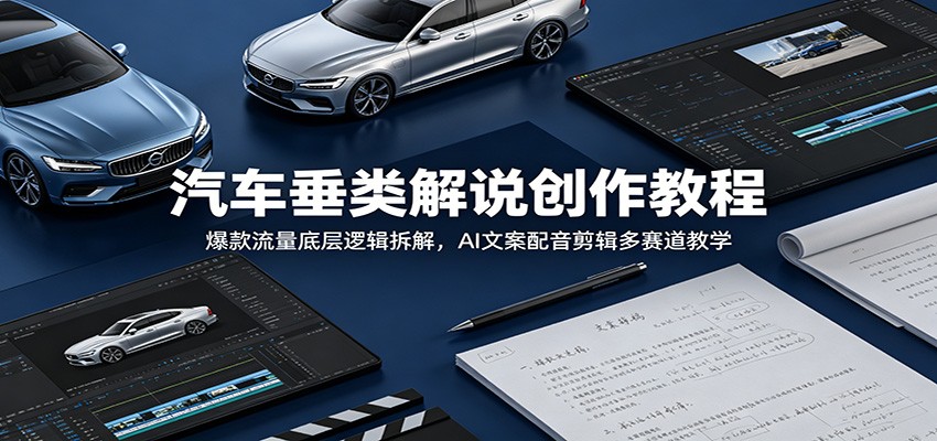 汽车垂类解说创作教程：爆款流量底层逻辑拆解，AI文案配音剪辑多赛道教学-独家科技资源网