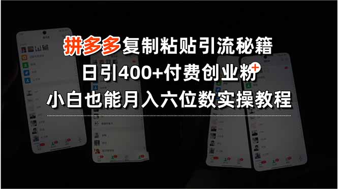 拼多多复制粘贴引流秘籍，日引400+付费创业粉，小白也能月入六位数实操...-独家科技资源网