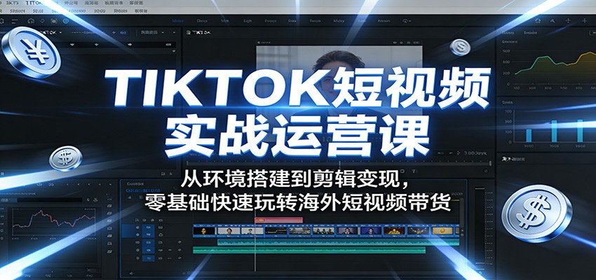 TIKTOK短视频实战运营课:从环境搭建到剪辑变现,零基础快速玩转海外短视频带货-独家科技资源网