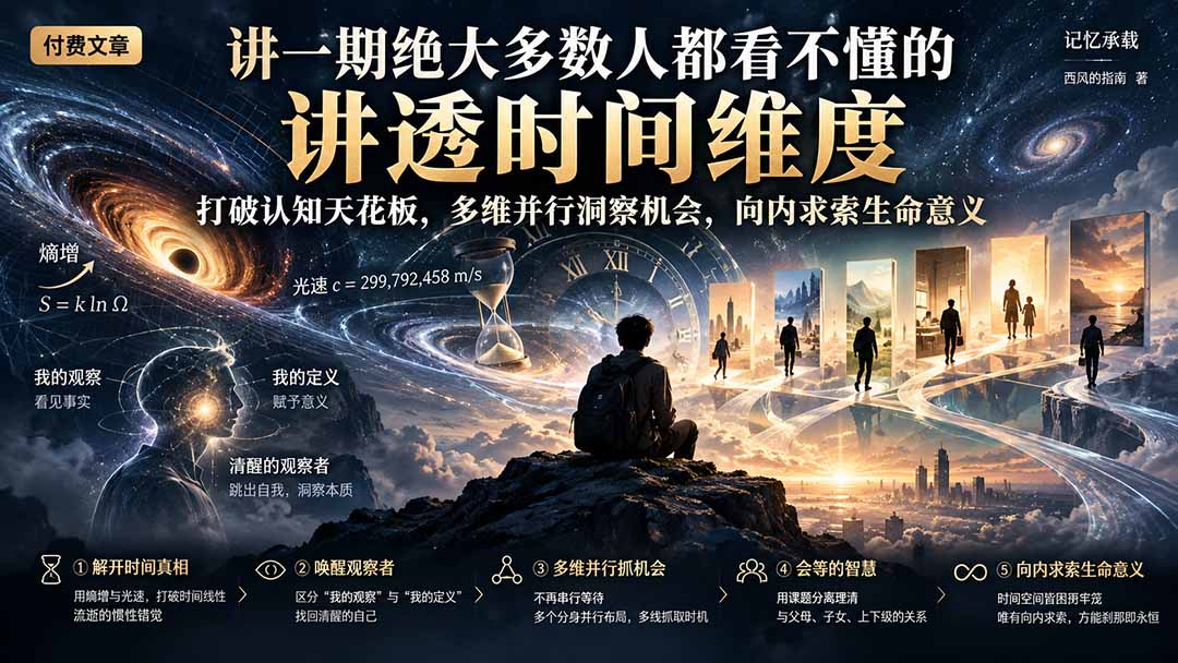 付费文章：讲一期绝大多数人都看不懂的，讲透时间维度，打破认知天花板，多维并行洞察机会，向内求索生命意义-独家科技资源网