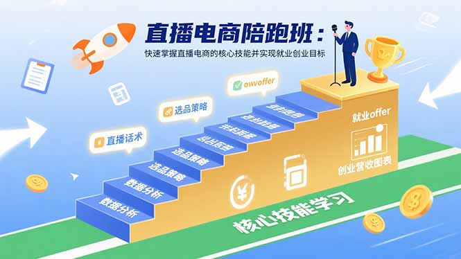 直播电商陪跑班：快速掌握直播电商的核心技能并实现就业/创业目标-独家科技资源网