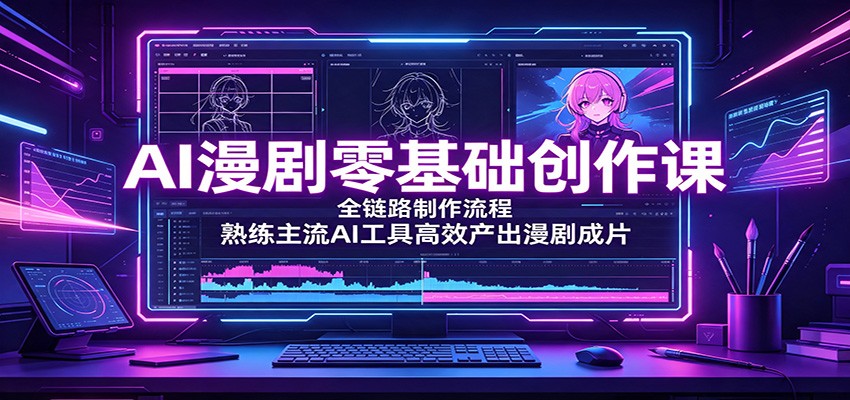 AI漫剧零基础创作课：全链路制作流程，熟练主流AI工具高效产出漫剧成片-独家科技资源网