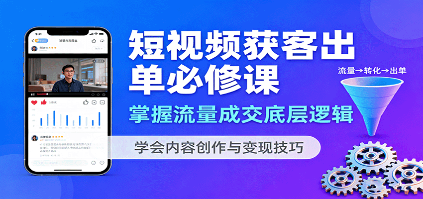 短视频获客出单必修课：掌握流量成交底层逻辑，学会内容创作与变现技巧-独家科技资源网