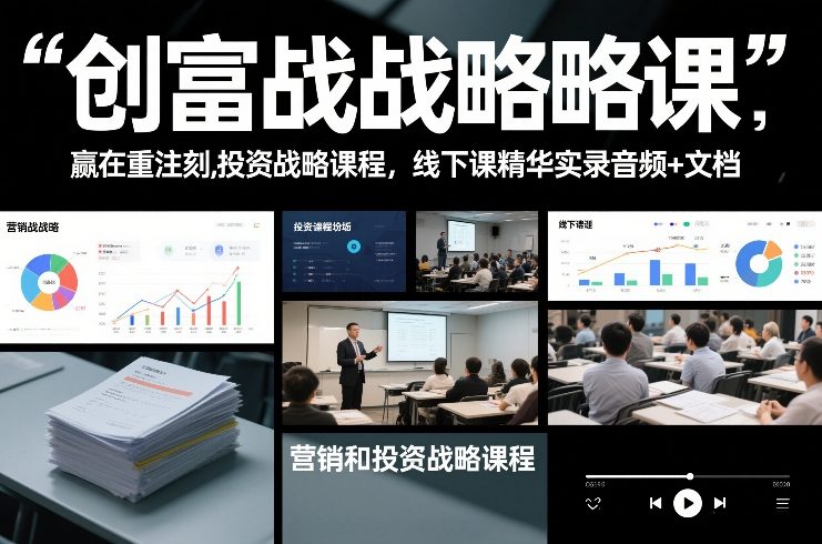 创富战略课，赢在重注时刻，营销和投资战略课程，线下课精华实录音频+文档-独家科技资源网