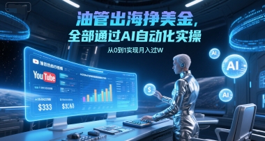 油管出海挣美金，全部通过AI自动化实操，从0到1实现月入过W-独家科技资源网
