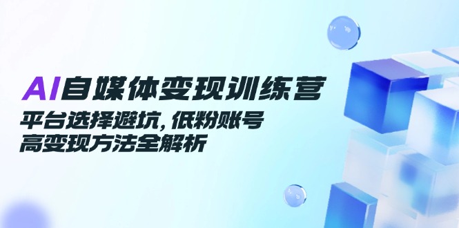 AI自媒体变现训练营，平台选择避坑，低粉账号高变现方法全解析-独家科技资源网