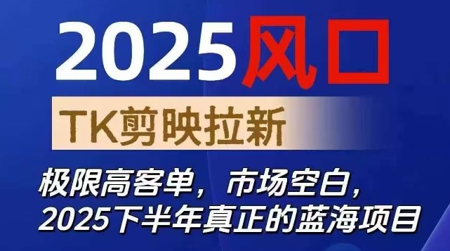 2025风口TK剪映capcut拉新项目，极限高客单，市场空白，2025下半年真正的蓝海项目-独家科技资源网