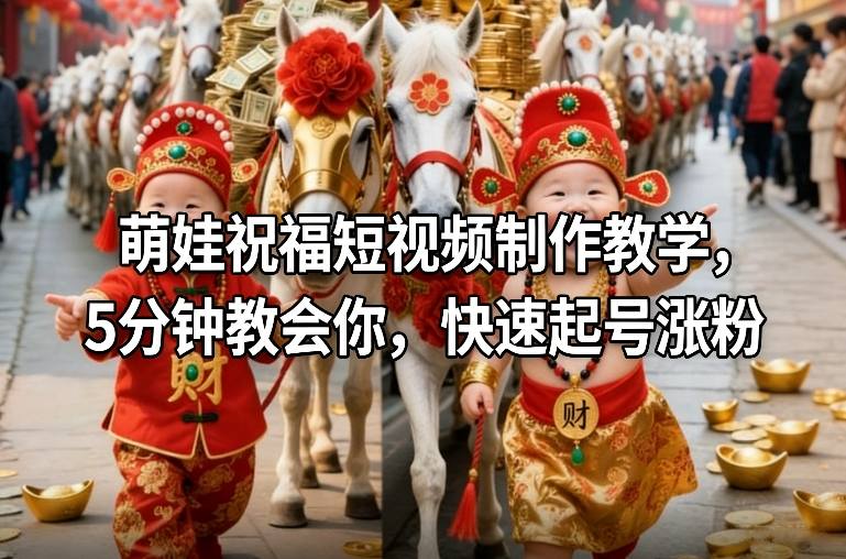 萌娃祝福短视频制作教学，5分钟教会你，快速起号涨粉-独家科技资源网