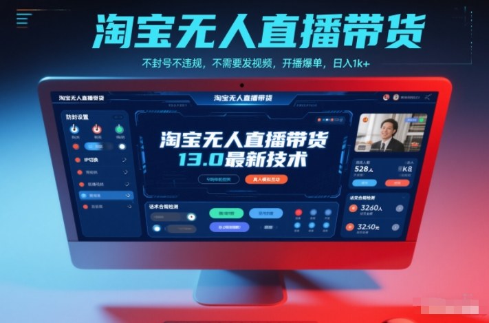 淘宝无人直播带货13.0最新技术,不封号不违规,不需要发视频,开播爆单,日入1k+【揭秘】-独家科技资源网