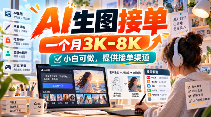 AI生图接单，一个月3K-8K，小白可做，提供接单渠道-独家科技资源网