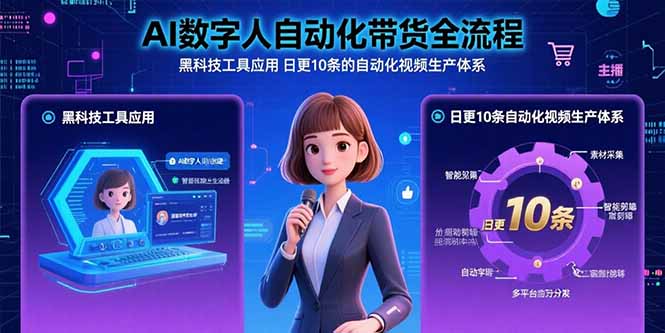 AI数字人自动化带货全流程：黑科技工具应用 日更10条的自动化视频生产体系-独家科技资源网
