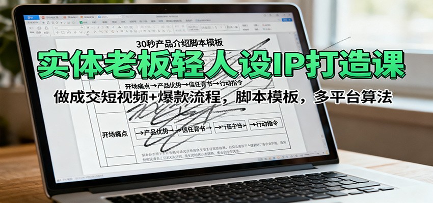 实体老板轻人设IP打造课：做成交短视频+爆款流程，脚本模板，多平台算法-独家科技资源网