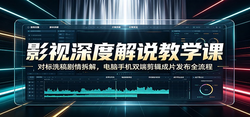 影视深度解说教学课：对标洗稿剧情拆解，电脑手机双端剪辑成片发布全流程-独家科技资源网