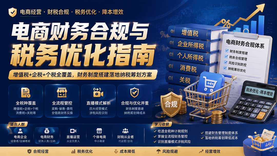 电商财务合规与税务优化指南:增值税+企税+个税全覆盖,财务制度搭建落地纳税筹划方案-独家科技资源网