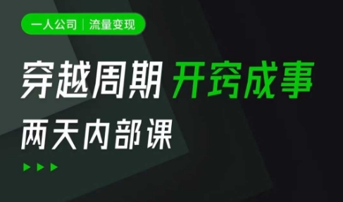 一人公司：流量变现课，一人公司的方法模型拆解， 拆解富人思维，流量思维，小老板思维等-独家科技资源网