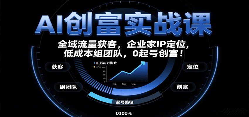 AI创富实战课：企业家IP定位，全域流量获客，低成本组团队，0起号创富！-独家科技资源网