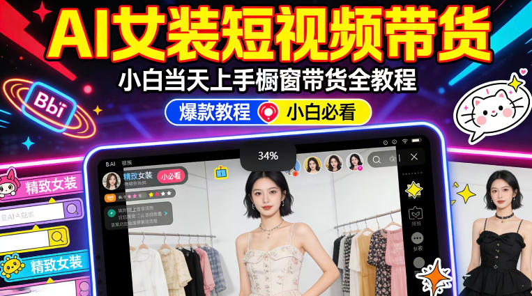 AI女装短视频橱窗带货：小白零门槛当天上手，高佣金爆款轻松賺！-独家科技资源网