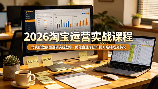 2026 淘宝运营实战课程，付费投放底层逻辑实操教学，优化直通车投产提升店铺成交转化-独家科技资源网
