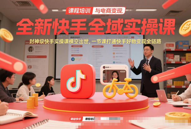 全新快手全域实操课，封神级快手实操课横空出世，一节课打通快手好物变现全链路-独家科技资源网
