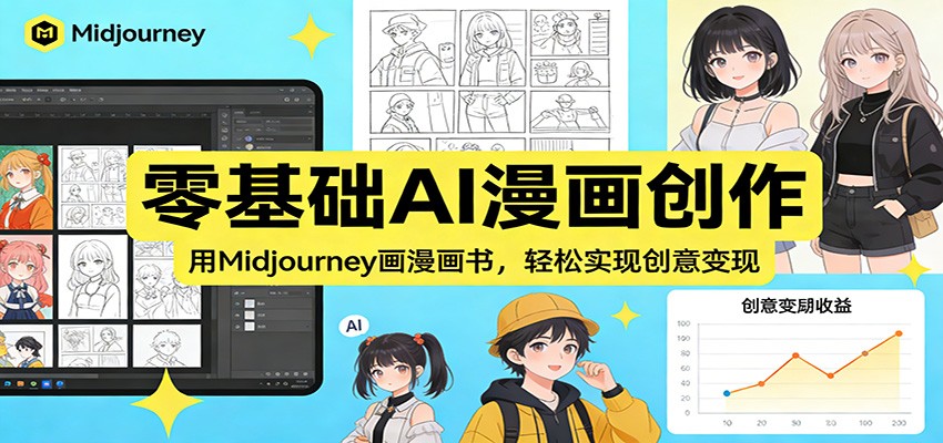 零基础AI漫画创作：用Midjourney画漫画书，轻松实现创意变现-独家科技资源网