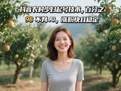 抖音农村少妇起号技术，百分之98不判AI，涨粉快且稳定-独家科技资源网