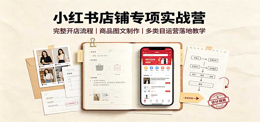 小红书店铺专项实战营:完整开店流程,商品图文制作,多类目运营落地教学-独家科技资源网