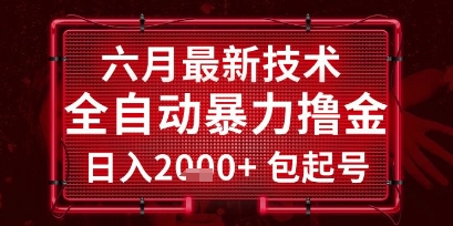 六月最新技术全自动暴力撸金，稳定日入2k+包起号，长期稳定【揭秘】-独家科技资源网