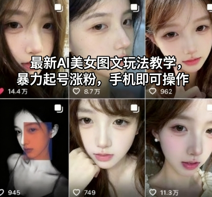 最新AI美女图文玩法教学，暴力起号涨粉，手机即可操作-独家科技资源网