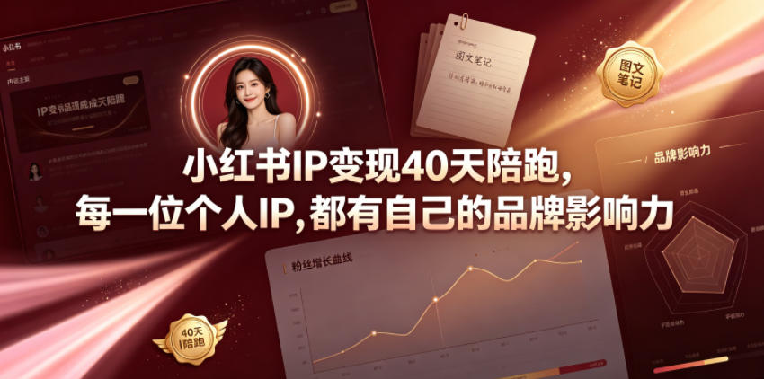 小红书IP变现40天陪跑，每一位个人IP，都有自己的品牌影响力-独家科技资源网