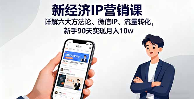 新经济IP营销课：详解六大方法论、微信IP、流量转化，新手90天实现月入10w-独家科技资源网