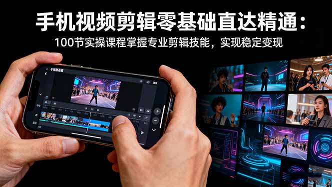 手机视频剪辑零基础直达精通：100节实操课程掌握专业剪辑技能，实现稳...-独家科技资源网