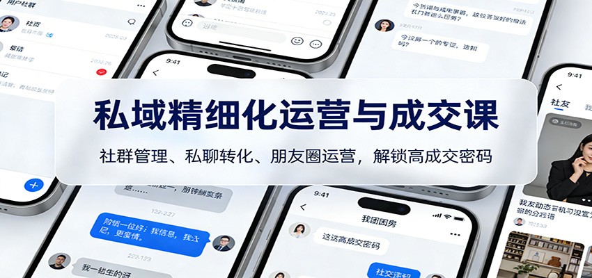 私域精细化运营与成交课：社群管理、私聊转化、朋友圈运营，解锁高成交密码-独家科技资源网