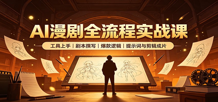 AI漫剧全流程实战课：工具上手、剧本撰写、爆款逻辑、提示词与剪辑成片-独家科技资源网