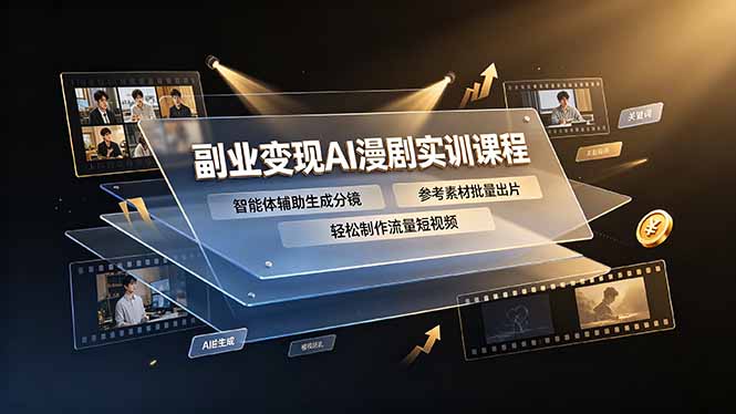 副业变现AI漫剧实训课程，智能体辅助生成分镜，参考素材批量出片，轻松制作流量短视频-独家科技资源网