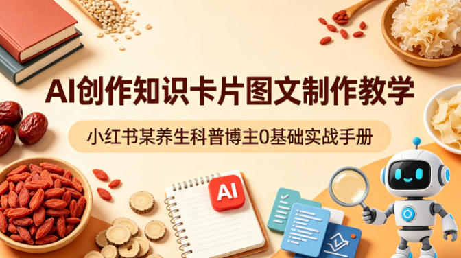 AI创作知识卡片图文制作教学，小红书某养生科普博主0基础实战手册-独家科技资源网