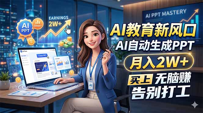 AI教育新风口，AI自动生成PPT，月入2W+，无脑赚，告别打工-独家科技资源网