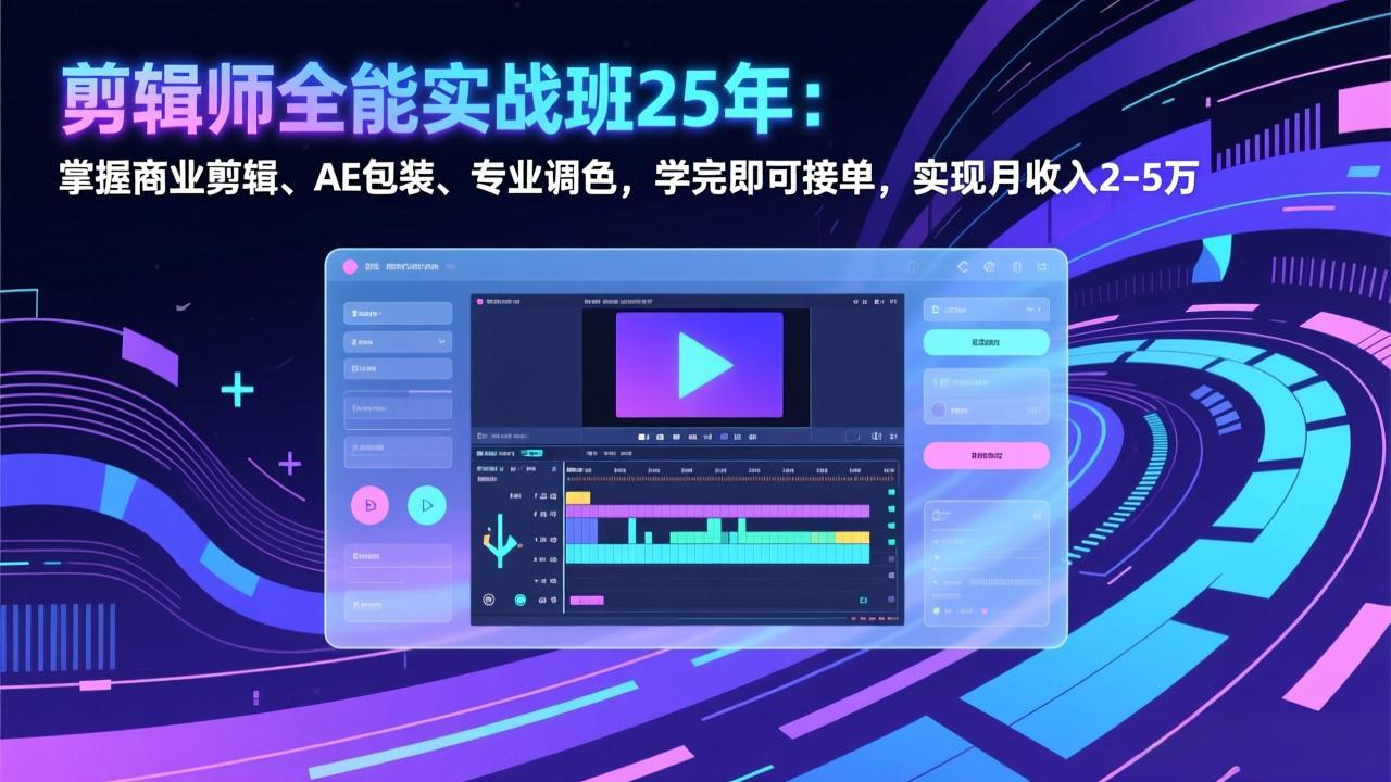 剪辑师全能实战班25年：掌握商业剪辑、AE包装、专业调色，学完即可接单，实现月收入2-5万-独家科技资源网