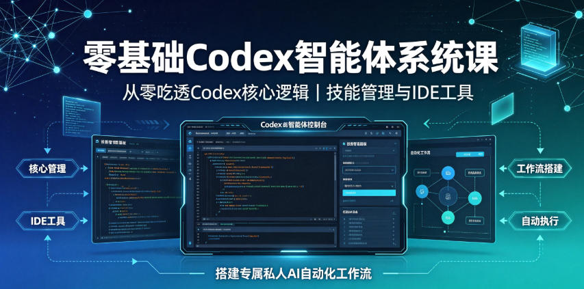 零基础Codex智能体系统课|从零吃透Codex核心逻辑、技能管理与IDE工具,搭建专属私人AI自动化工作流-独家科技资源网