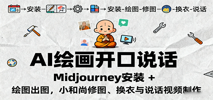 AI绘画开口说话，Midjourney安装 + 绘图出图，小和尚修图、换衣与说话视频制作-独家科技资源网